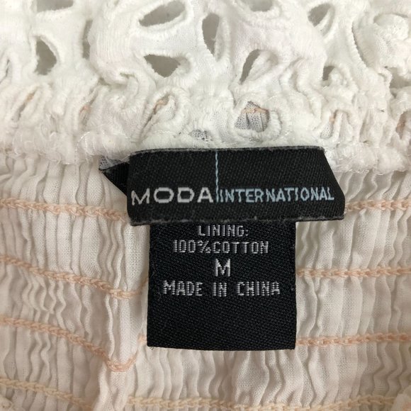 Moda International Women's Size Medium White Eyelet Strapless Cotton Mini Dress - Picture 6 of 9